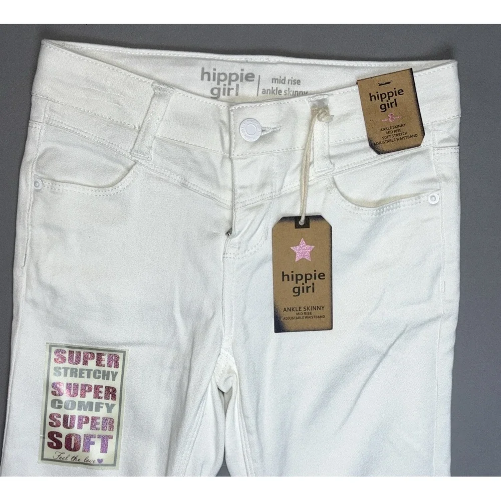 Hippie Girl Girls White Ankle Skinny Mid Rise Stretch Jeans Size 8 HG120A3885